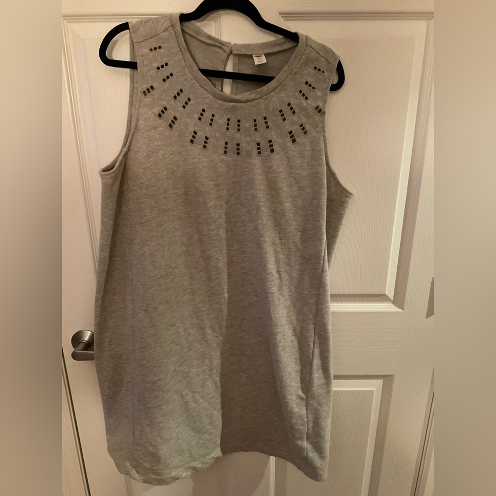 Gray Cutout Neckline Sleeveless Dress, XL